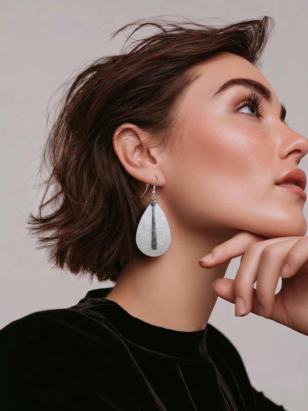 NWT Silver Textured Teardrop Dangle Earrings - Women  1 1/4"